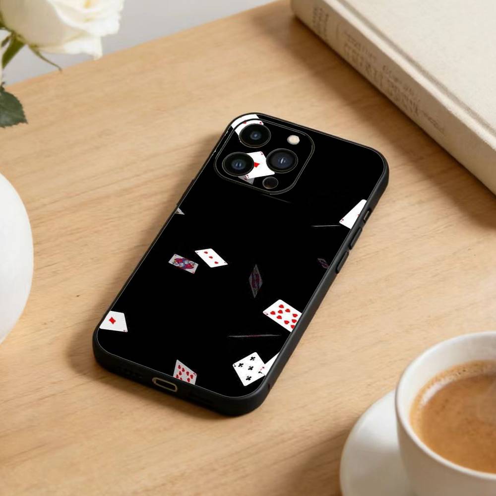 P-poker Чехол для телефона для iPhone17,16,15,14,13,12 Plus,Max Мягкий силиконовый Черный чехол