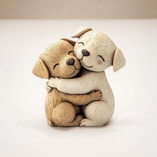 Фигурка обнимающейся собаки, ручная работа, статуэтка собаки из смолы, настольная мини-скульптура животного для домашнего стола, книжной полки, украшения