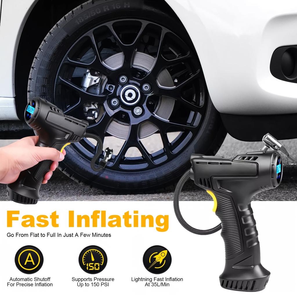 5200mAh Wireless Charging Air Compressor Portable Automatic Tire Inflator Suitable for Your Car, Bicycle, and Various Ball Inflators Car Tire Air