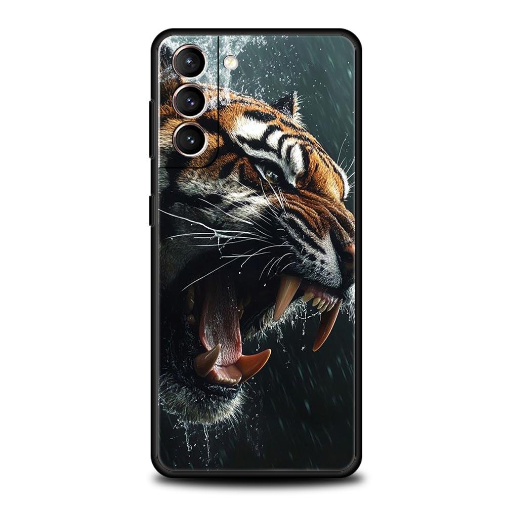 Мягкий ТПУ чехол для телефона Samsung Galaxy S25 S24 S23 S22 S21 Ultra S20 FE 5G S10 S10E Plus Тигр Волк Лев Животное Черная крышка