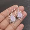Rose Chalcedony Gemstone Earrings, Handmade 925 Solid Sterling Silver Jewelry, Designer Silver Earrings Gift for Sister