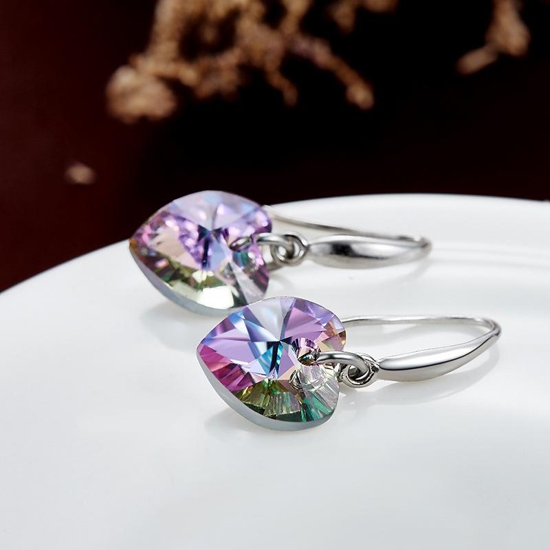 Превосходные серьги-подвески «Любовь», женские серьги с хрусталем и турмалином в форме сердца, серьги со стразами, подарок