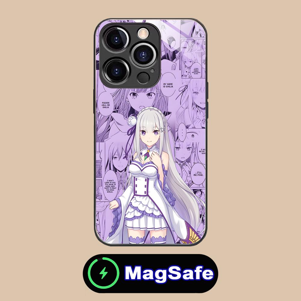 Чехол для мобильного телефона ReZero Emilia Waifu для iPhone 17 16 15 14 13 12 11 Air Pro Max Plus Mini MagSafe Стеклянный Цветной Чехол Роскошный