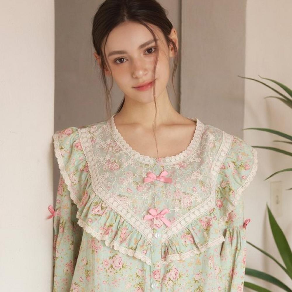 Lunaluz Women S Long Sleeve Round Neck Two Piece pajamaS roSe Duo