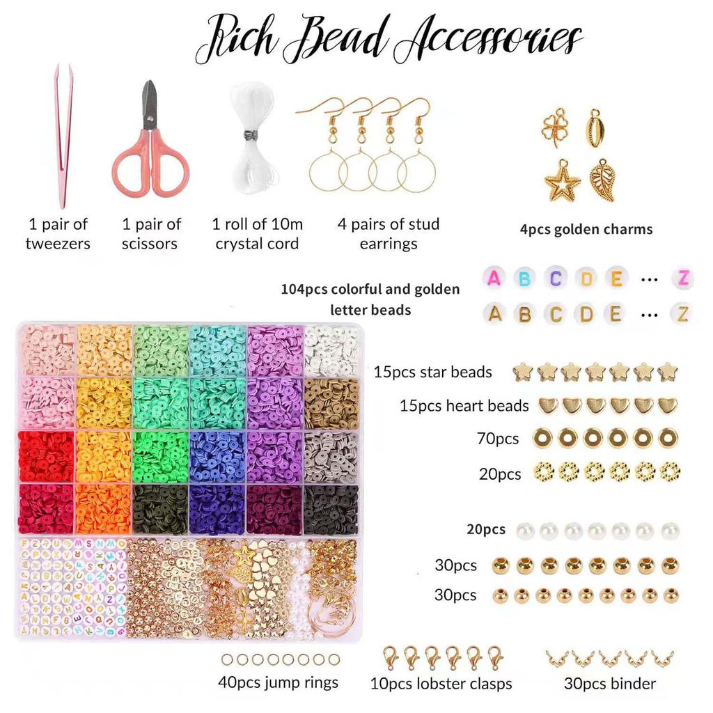 6000 Pieces Of Clay Bead Soft Pottery Bracelet Diy Material, Friendship Bracelet Jewelry Making Material, Holiday Handmade Gifts