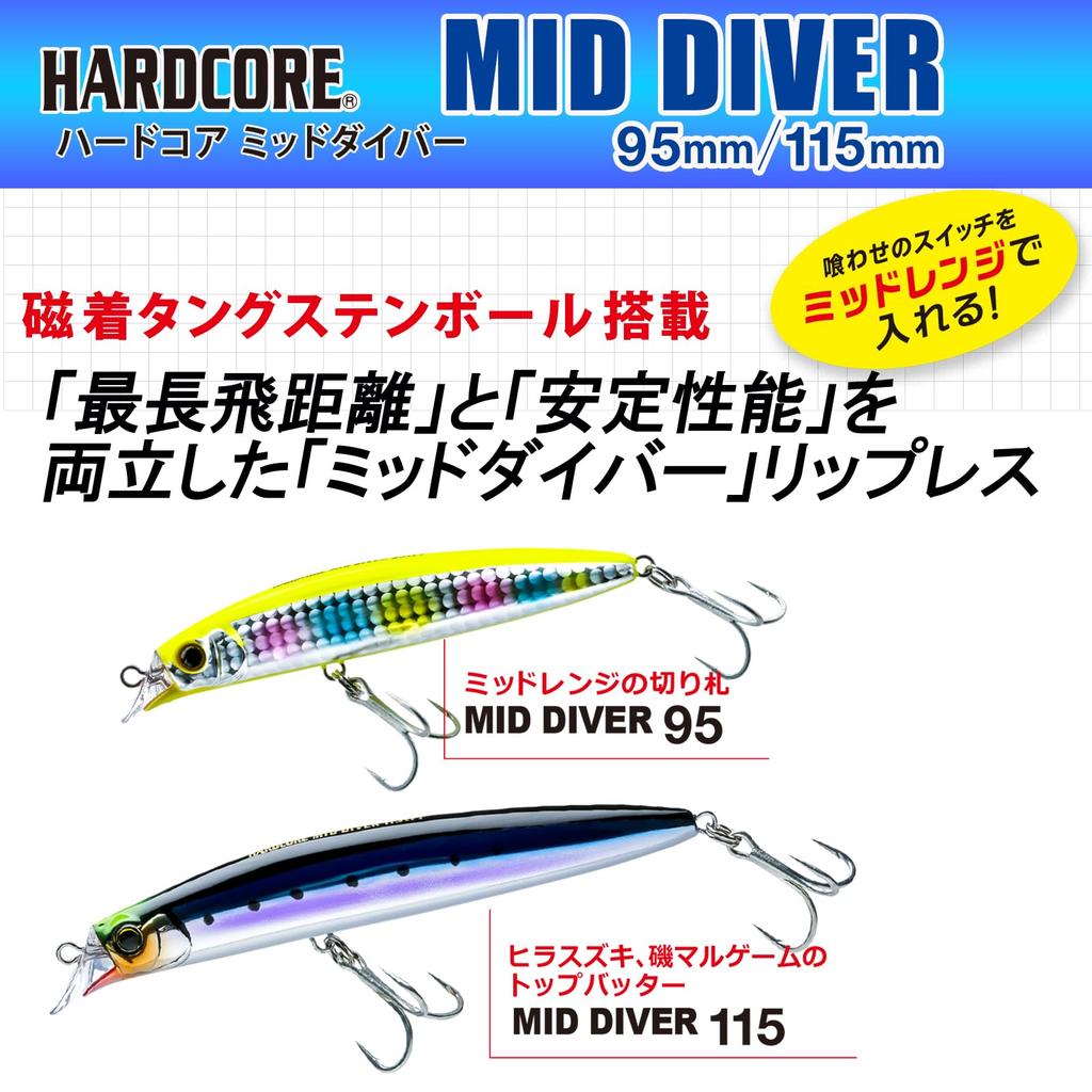 DUEL HARDCORE Lure Lipless Minnow Hardcore Mid Diver 115mm 18g Pink Candy Sea Bass Japanese Sea Bass (F) Weight F1192-HBPC-Blue