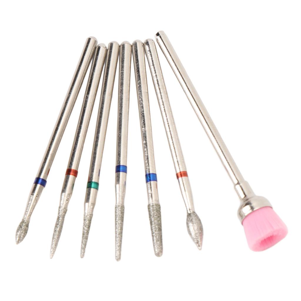 7 шт. Насадки из карбида вольфрама для маникюра, шлифовки ногтей, набор насадок для дрели для ногтей со щеточкой для чистки, прозрачные