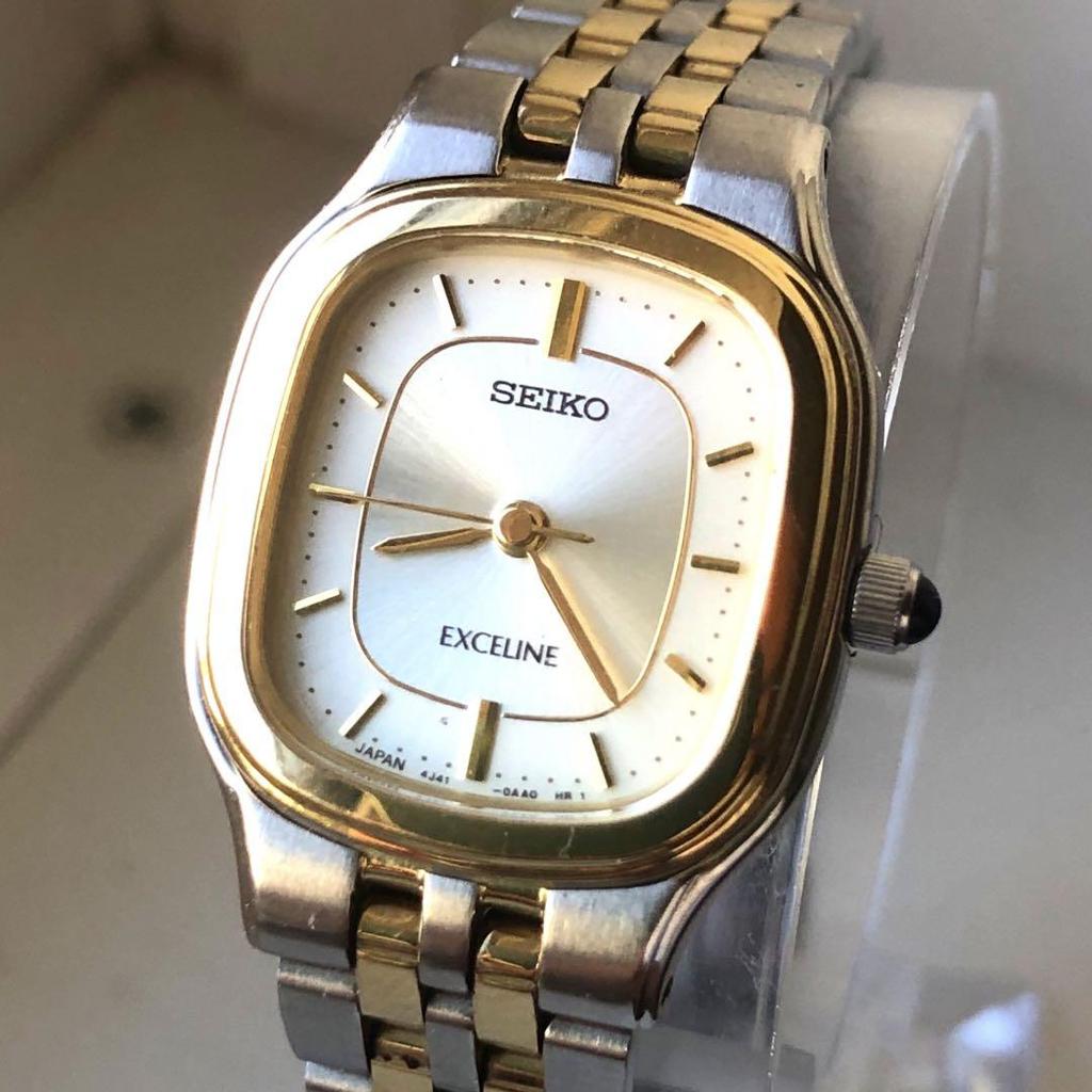 [USED] High-quality SEIKO EXCELINE Watch, Working Condition, Silver/gold