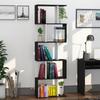 Bookcase, S-Shaped Wooden Bookshelf, 5/6 Tiers Freestanding Storage Shelf, Home Office Decorative Display Stand Rack, Black and White