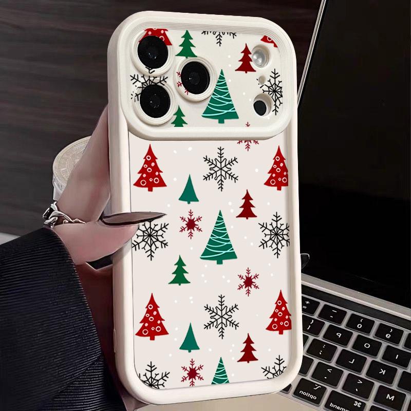 Merry Christmas Print Case For iPhone 17 Air 16 15 14 13 12 Pro Max 16 17 Pro 16e 11 Shockproof Solid Color Silicone Phone Cover Cases