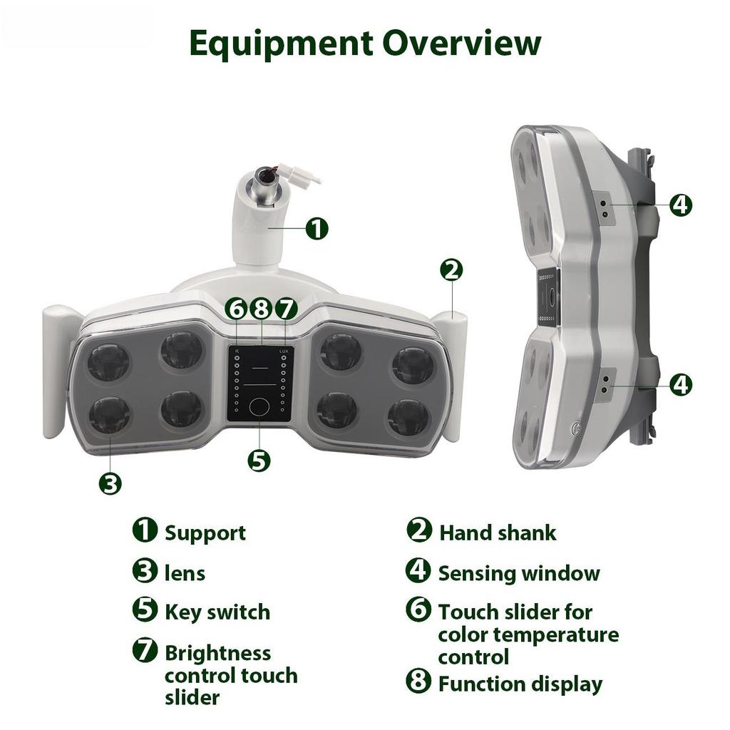 Стоматологический светодиодный хирургический светильник Датчик освещения Кресло Двойной цвет Регулируемая яркость Свет Стоматологические материалы Инструменты для стоматологии