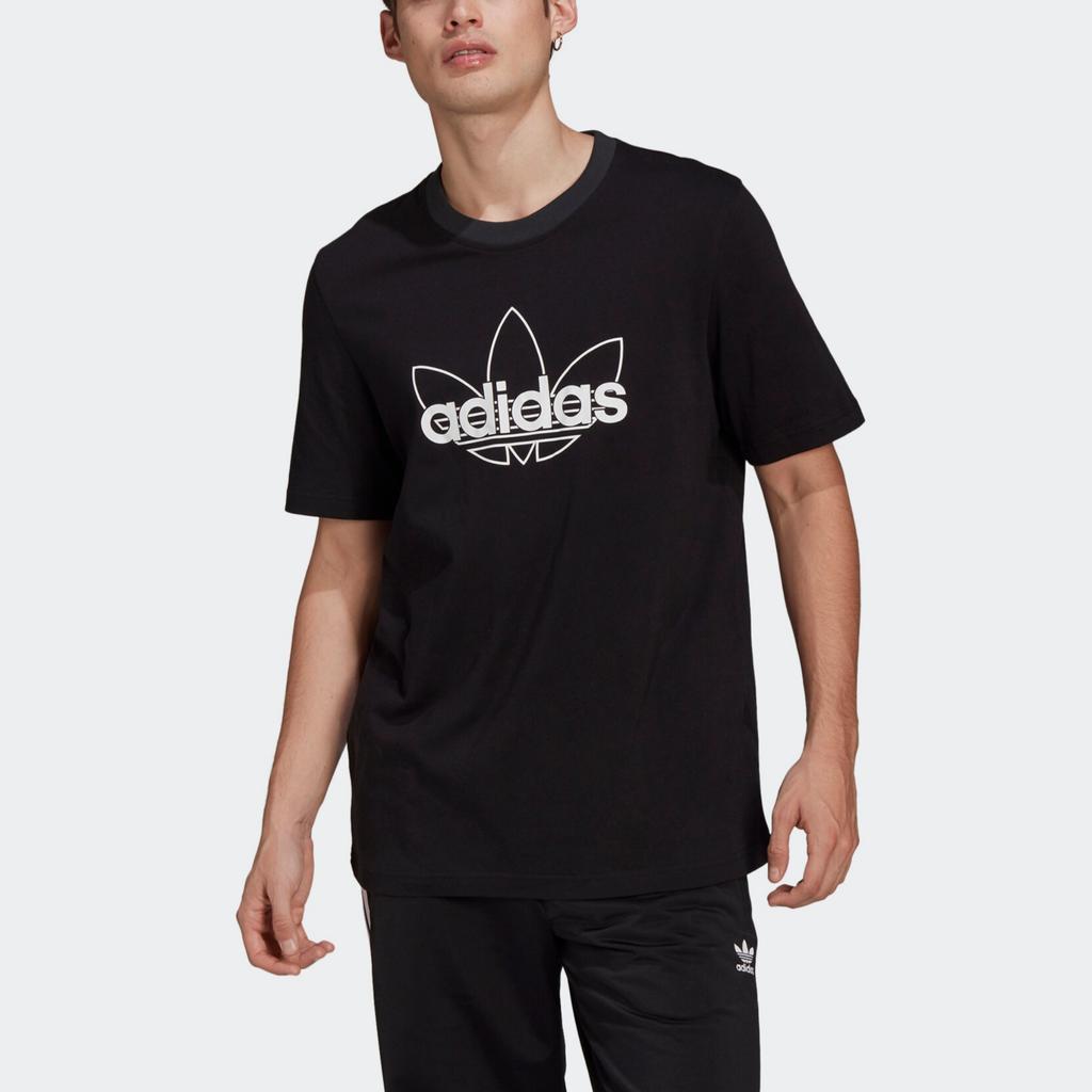 Adidas Originals Graphic Logo Casual Fashion Simple Short Sleeve T-Shirt Men Tops Black White GN2440