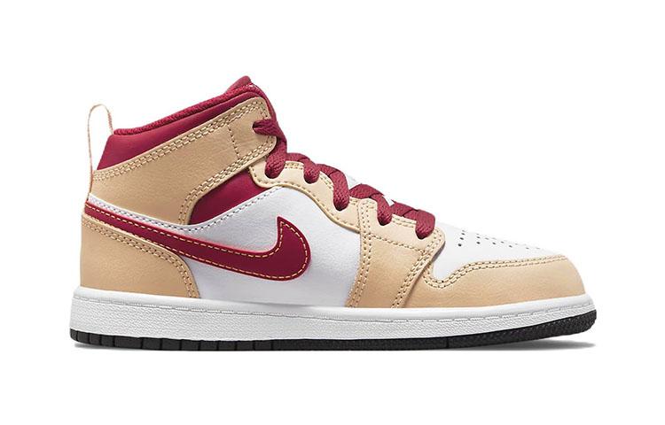 Kids' Sneakers Jordan 1 Mid Light Curry Cardinal (PS) White Onyx/White/Cardinal Red/Light Curry