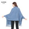 Foreign Trade Plaid Solid Color Mink Long-Sleeved Shawl Women'S Warm Jacquard Double-Sided Shawl Knitted Cape