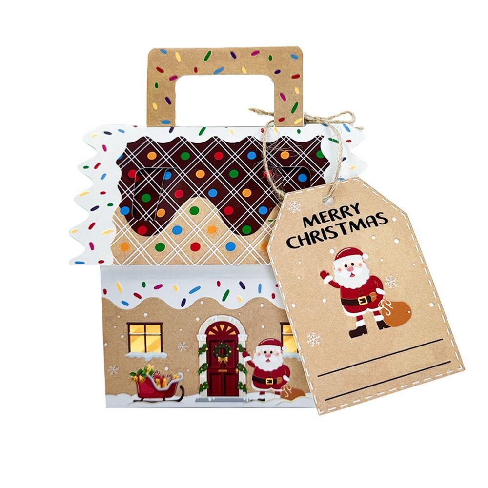 24 Pcs Kraft Paper Christmas Gift Boxes Presents Gable Cookie Candy Bags Surprise Gift Packaging
