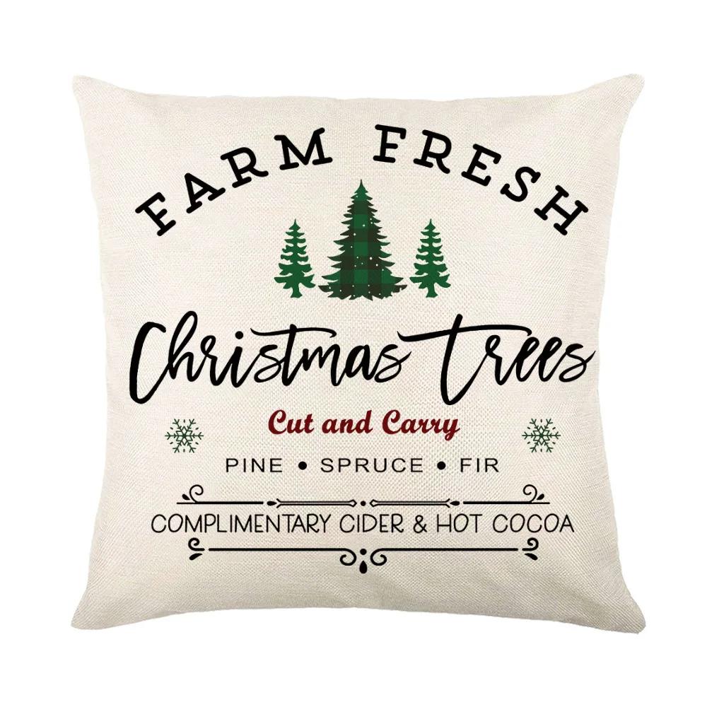 Christmas Cushion Cover Linen Pillow Covers Holiday Decoration Home Decor Salon Sofa Pillow Case Throw/Couch