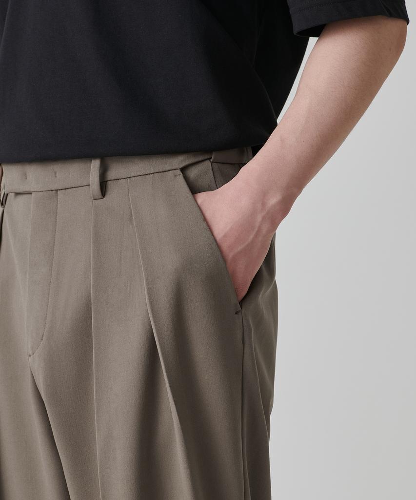 MUSINSA STANDARD Reverse Two-Tuck Semi-Balloon Hidden Elastic Waist Slacks [Dusty Beige]