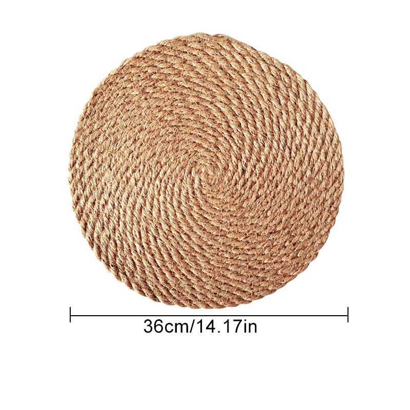 Hand Woven Insulation Pad Simple Natural Hemp Rope Placemat Countryside Linen Placemat