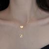 Women Necklace Solid Color Polished Double-layer Letter Shape Anti-deformed Lady Pendant Gift