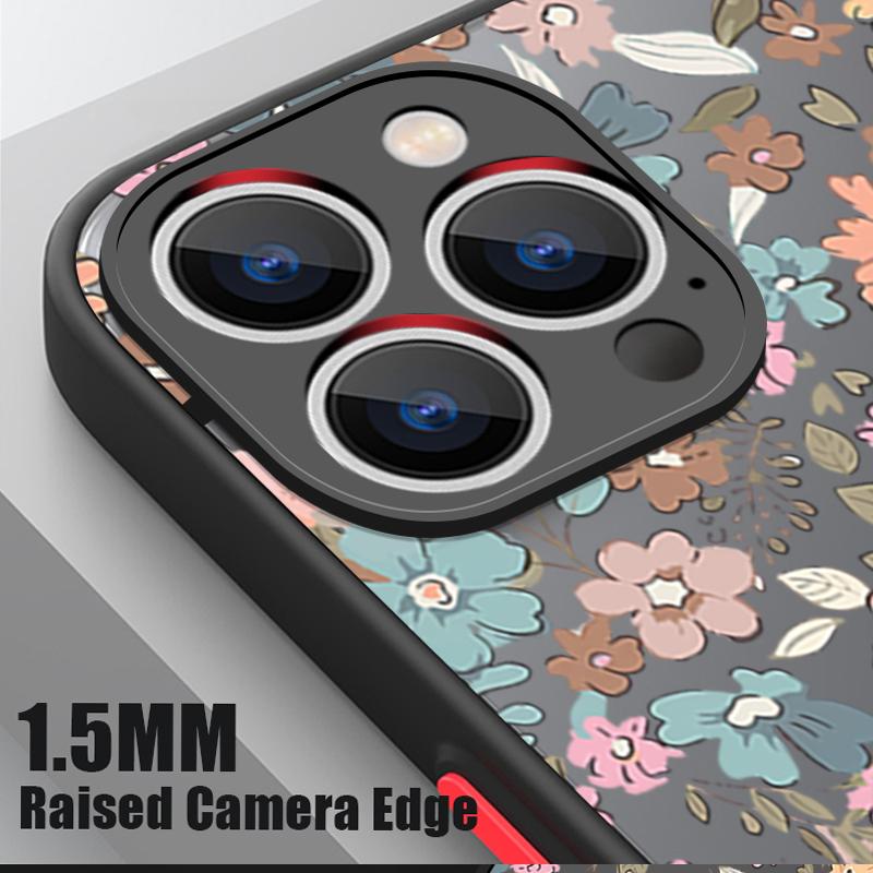 Магнитный чехол с узором из оранжевого цветка для iPhone 16 Pro 15 14 Plus 13 12 Pro Max 11, ударопрочный, прозрачный, с мягкими краями, акриловый, жесткий, защитный чехол для линз