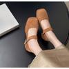 French Thick-heeled Camel Square Suede Temperament Single Shoes 2025 New Spring and Summer Retro Versatile Commuter Shoes
