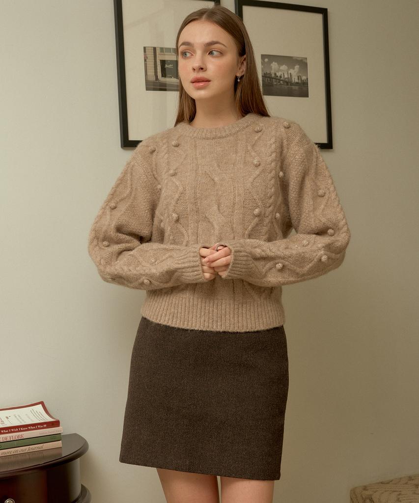 Bye Bye Seop Basic Wool Mini Skirt Brown [T34]