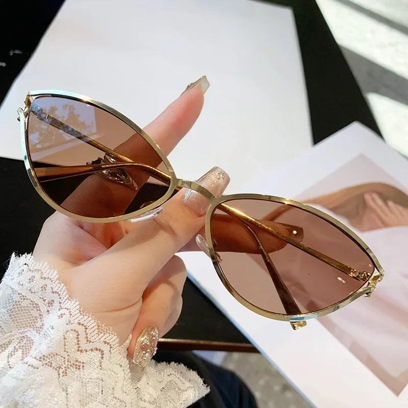 Retro Small Frame Uv Protection Sunglasses Fashion Metal Cat Eye Sunglasses For Men Women Square Sunglasses Polygon Sun Glasses