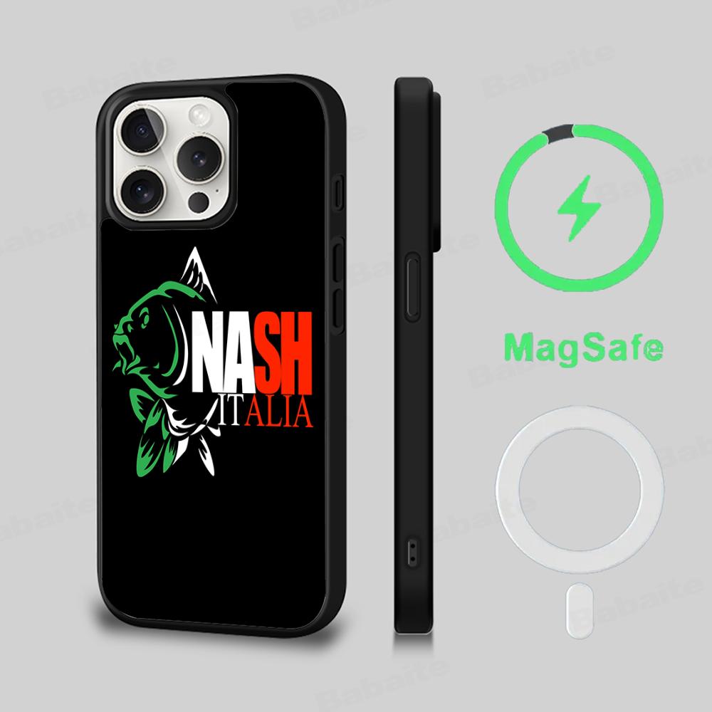 Чехол для телефона с логотипом Nash Fishing, Магнитный чехол для IPhone 16 14 13 12 11 15 Pro Max Plus, Чехол для беспроводной зарядки MagSafe