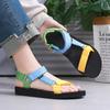 Новые летние цветные сандалии с ремешками женские универсальные с плоской подошвой нескользящие повседневные уличные спортивные повседневные пляжные туфли