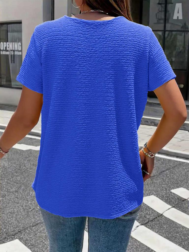 Элегантная женская однотонная плиссированная футболка с воротником-стойкой и пуговицами