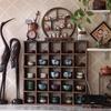 Wall-Mounted Solid Wood Curio Display Shelf – Grid Storage Rack for Teacups & Master Cups