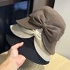 New Korean Style Fashionable Versatile Women's Bow Autumn and Winter Face Showing Small Fisherman Hat Foreign Style Simple Temperament Warm Basin Hat