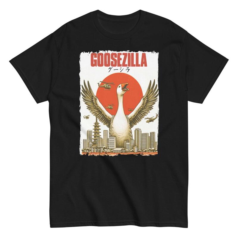 Goose Funny Goosezilla Mens Cotton T Shirt Meme Animal