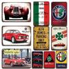 Vintage Alfa Romeo Art Signs Decor Garage Posters Home Room Wall Decorative Metal Plate Retro Car Stickers Man