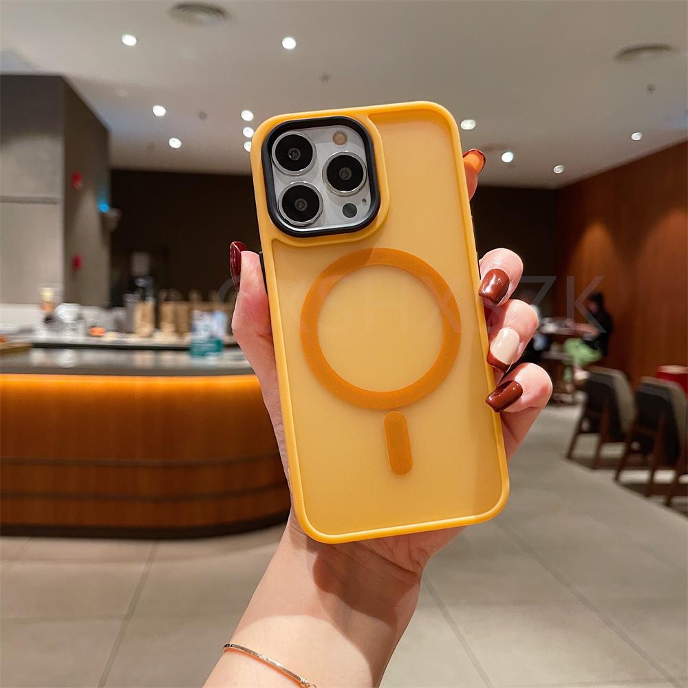 Матовый полупрозрачный матовый чехол для телефона для IPhone 15 Pro Max 14 13 12 11 Pro Max 15 Plus Magsafe с магнитной крышкой с беспроводной зарядкой