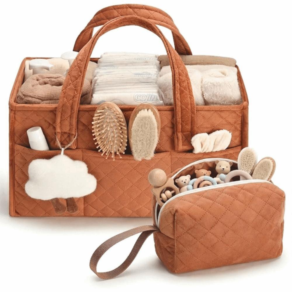 with Pouch Nursery Storage Basket Portable Baby Diaper Storage Bag Outdoor Travel