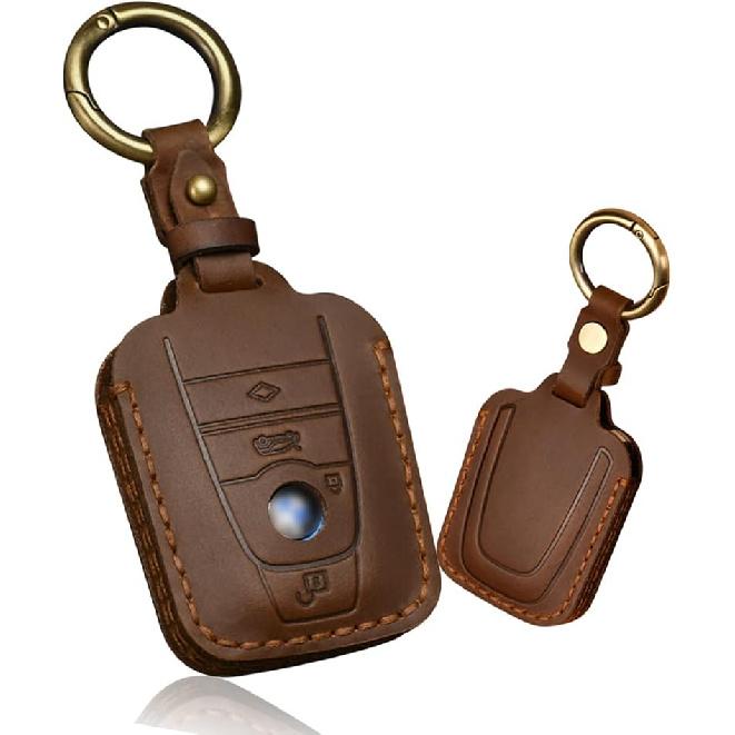 Car Key Fob Cover Case Fit for BMW 2014 I3 I8 Key Protector Keychain Key Shell Leather Key Holder 4 Buttons