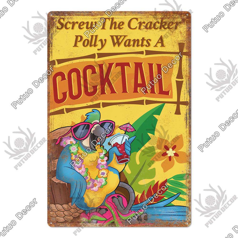 Decor Beach Vintage Plaque Metal Plate Retro Tin Signs Summer Wall Art Poster Seaside Tiki Bar House Room Iron Painting