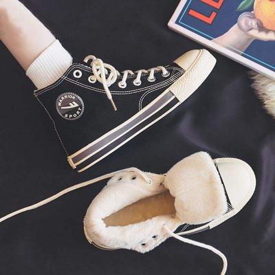 Брендовые бархатные высокие кеды женские 2025 новые зимние утепленные, неполные размеры, парные, универсальные теплые хлопковые туфли, кеды на платформе