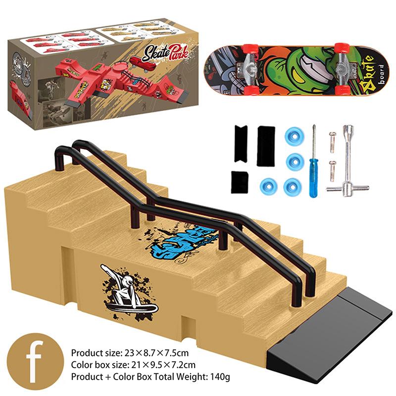 1 Set Mini Fingertip Skateboard Kit Children Finger Sports Toys Finger Skateboard Game Park Site Step Ramp Scene Props Gift