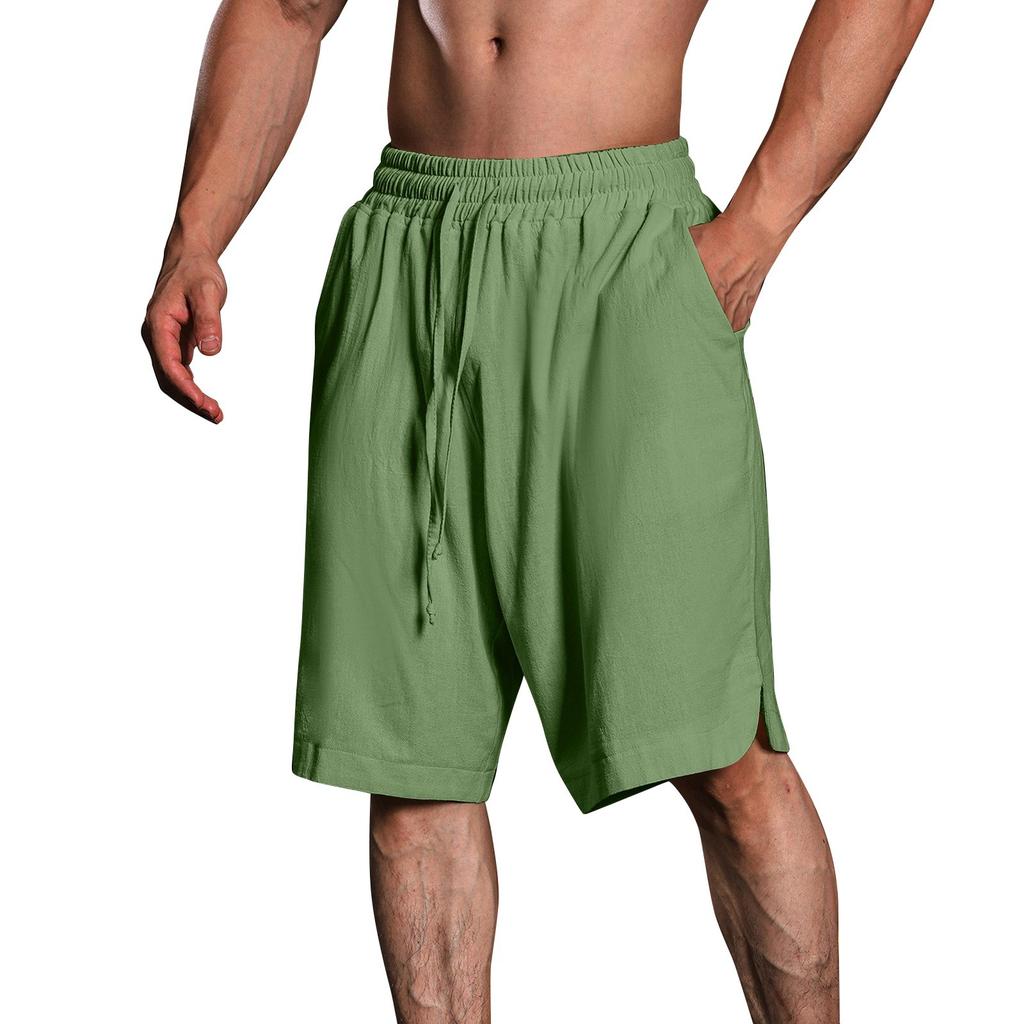 Мужские повседневные шорты на шнурке Мужские дышащие шорты из хлопка и льна