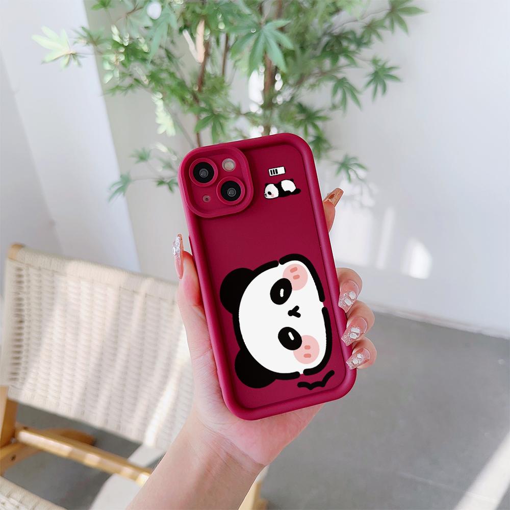 Милый Чехол для Телефона с Рисунком Панды из Мягкого ТПУ для iPhone 17 Air 16 15 14 Pro Max Plus 13 12 Mini 8 7 X Xs Задняя Крышка