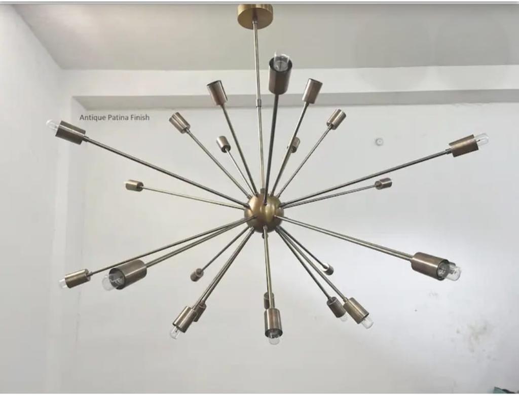 24 Light Elegant Ceiling Flush mount light Pendant Mid Century Modern Raw Brass Sputnik chandelier light Fixture