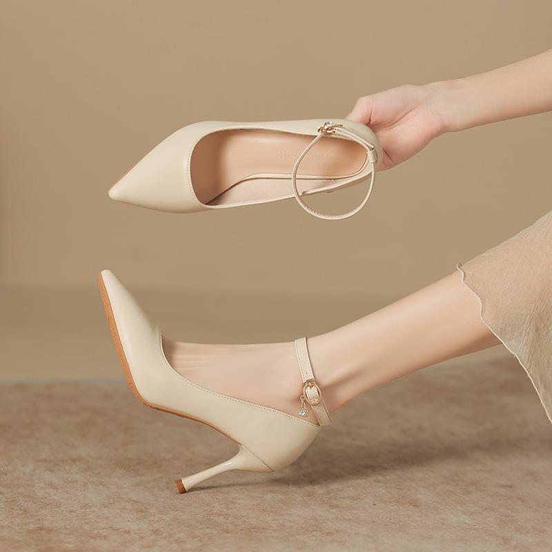Новые стильные туфли на шпильках с острым носком и высокой шпилькой, с одной пряжкой, рабочие туфли для работы, универсальная женская обувь