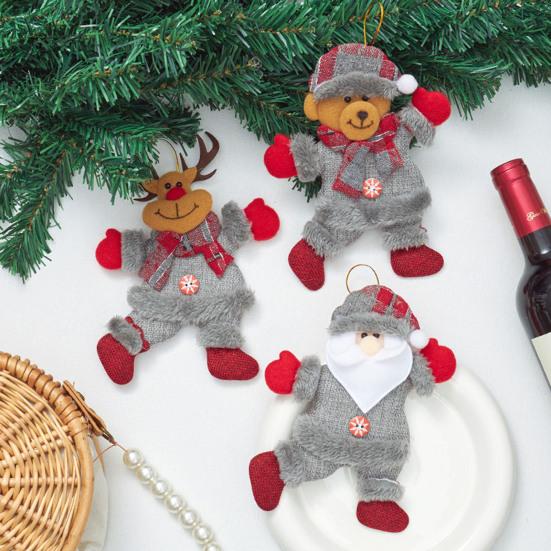 4 шт. Рождественские украшения плюшевый снеговик Санта лось медведь кукла фигурка зимние подвесные украшения для рождественской елки домашний декор