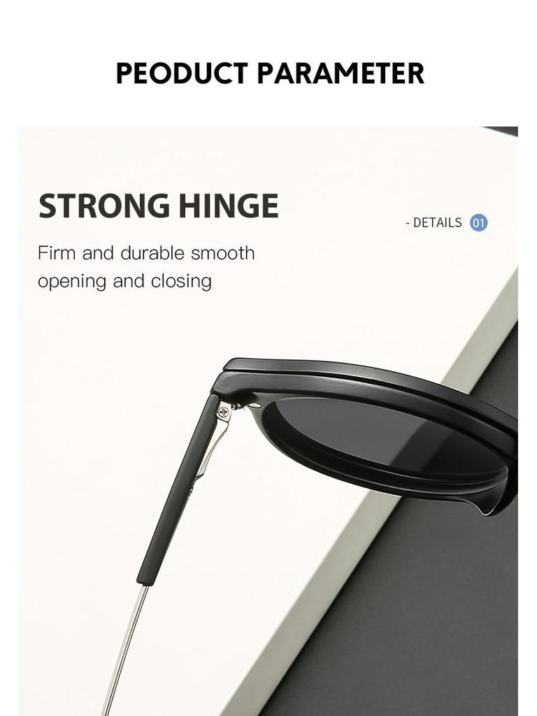 Magnetic Round Frame Polarized Clip-on Sunglasses Set for Men & Women - 5 Interchangeable Lenses