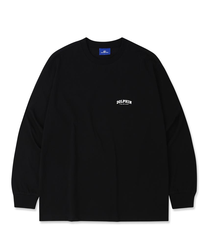 DOLPHIN WAVE APPAREL [Набор] Черная футболка с длинным рукавом и логотипом-аркой дельфина и Шорты с одной складкой и логотипом-аркой, меланжево-серые