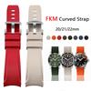 20 мм 21 мм 22 мм Изогнутый ремешок из FKM Универсальный Быстросъемный Фторкаучуковый Спортивный браслет Ремешок для часов для Longines Omega Casio Seiko