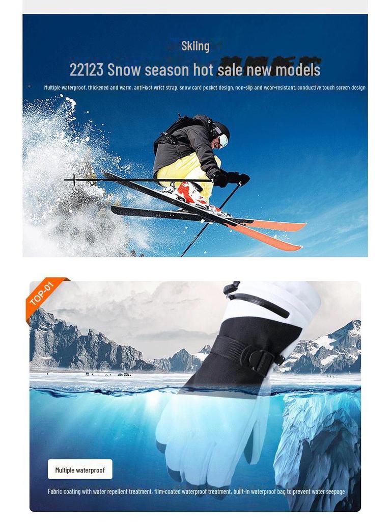 Водонепроницаемые зимние перчатки MOON Outdoor: Толстые, теплые, нескользящие и совместимые с сенсорным экраном лыжные перчатки