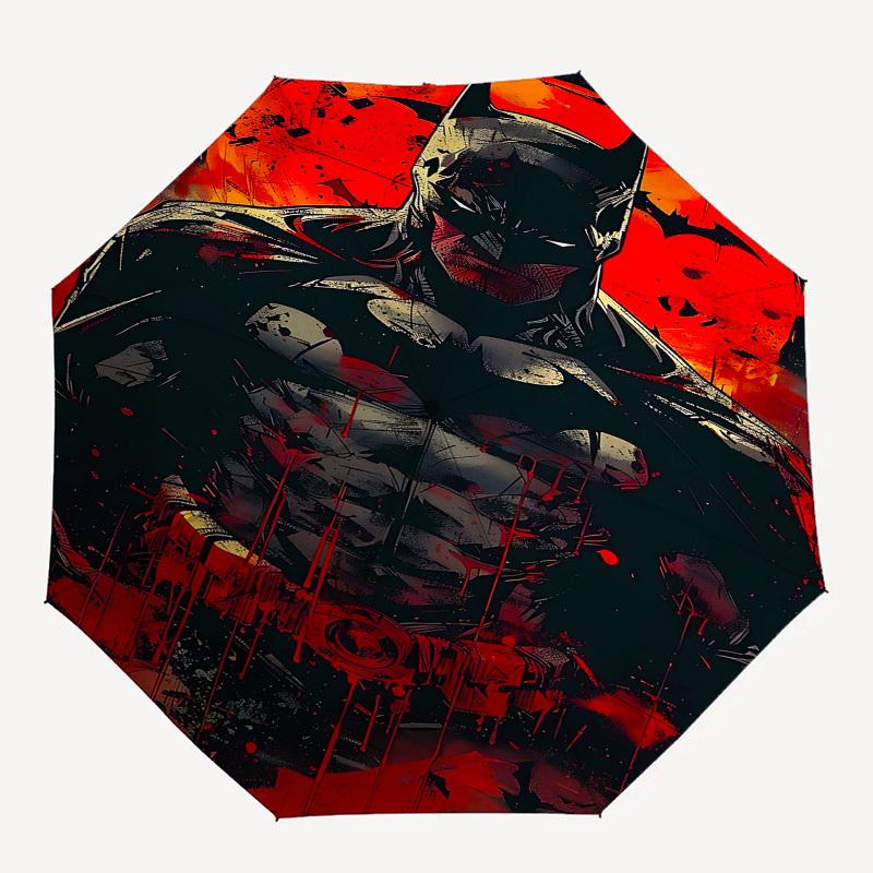 1pc Batman Blood Automatic Folding Umbrella - Compact 8-Rib Design, Durable Plastic & Iron1198L